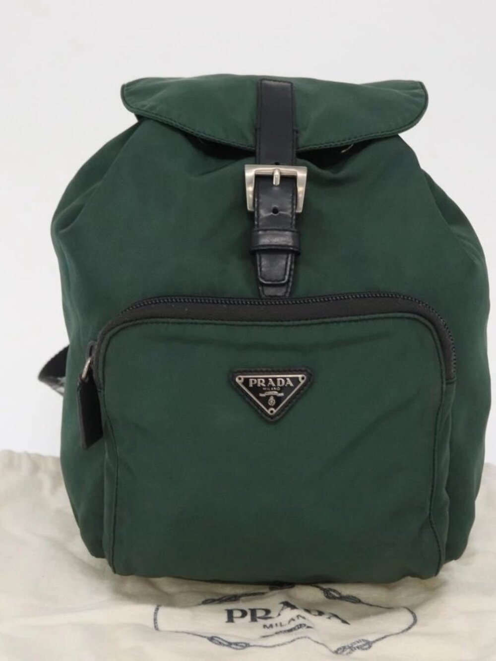 PRADA Backpack Nylon Green Silver Auth ki6395 - Picture 8 of 15